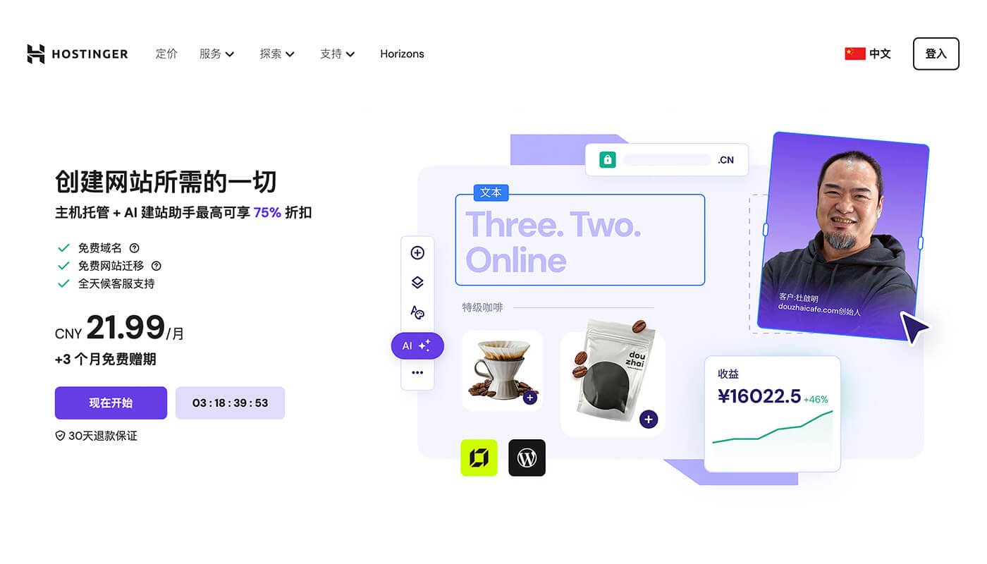购买 Hostinger 主机